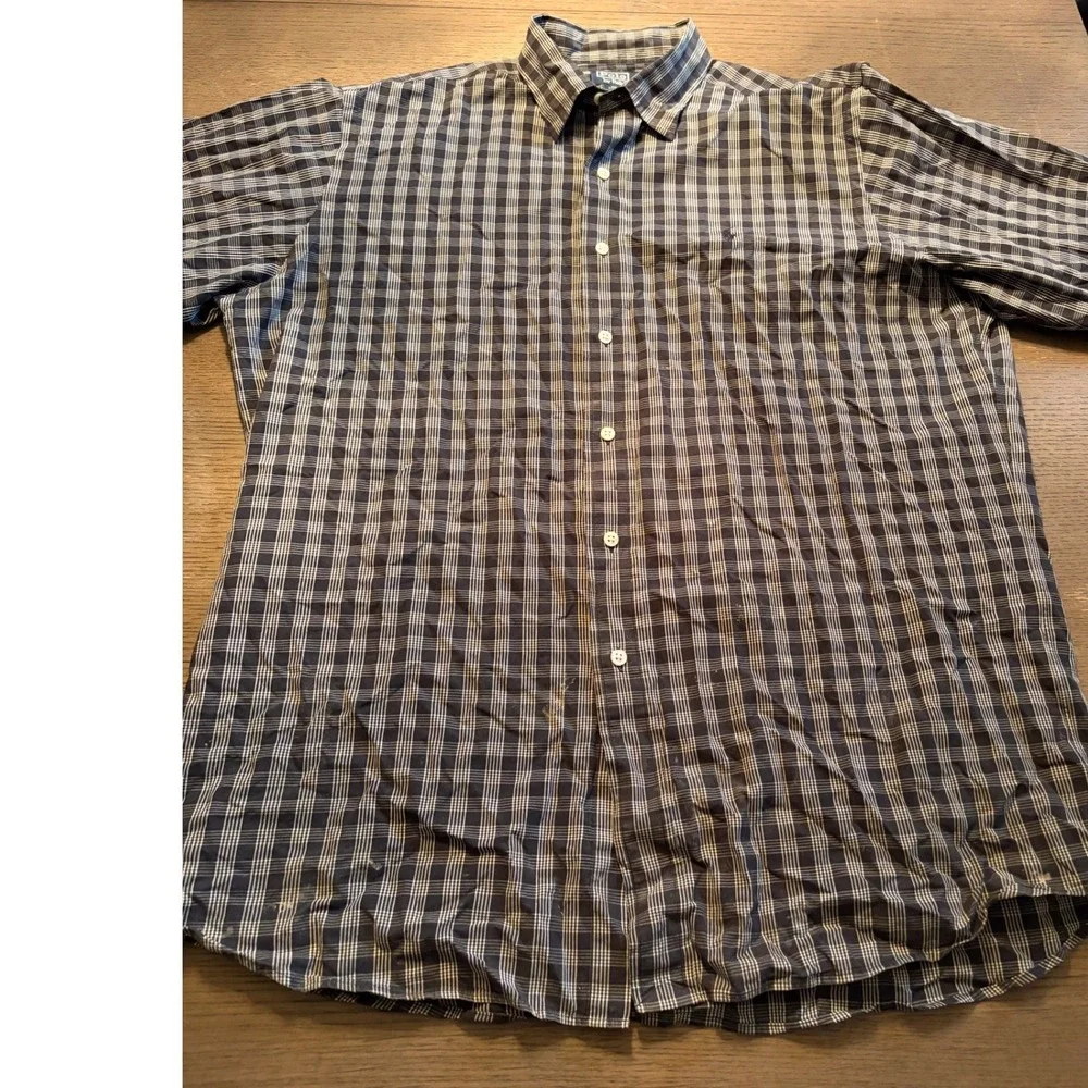 Polo Ralph Lauren Mens Navy Blue White Plaid Button Down Shirt Long Sleeve XL